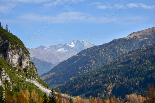 Autumn in the Austrian Alps. Village of Mittelberg in Kleinwalsertal in the Allgau Alps.
