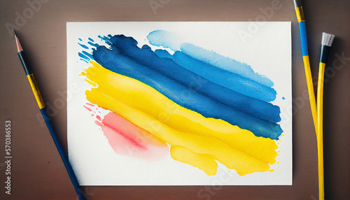 Ukraine EU Flag illustration background Ukrainian flags by generative AI photo