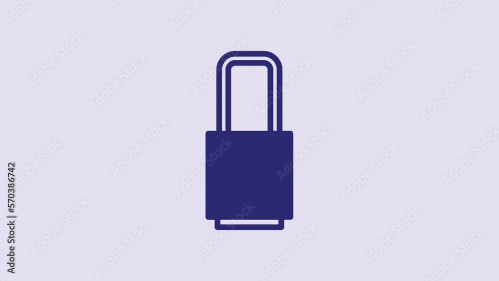 Blue Lock icon isolated on purple background. Padlock sign. Security, safety, protection, privacy concept. 4K Video motion graphic animation Blue Lock icon isolated on purple background. Padlock sign. Security, safety, protection, privacy concept. 4K Video motion graphic animation