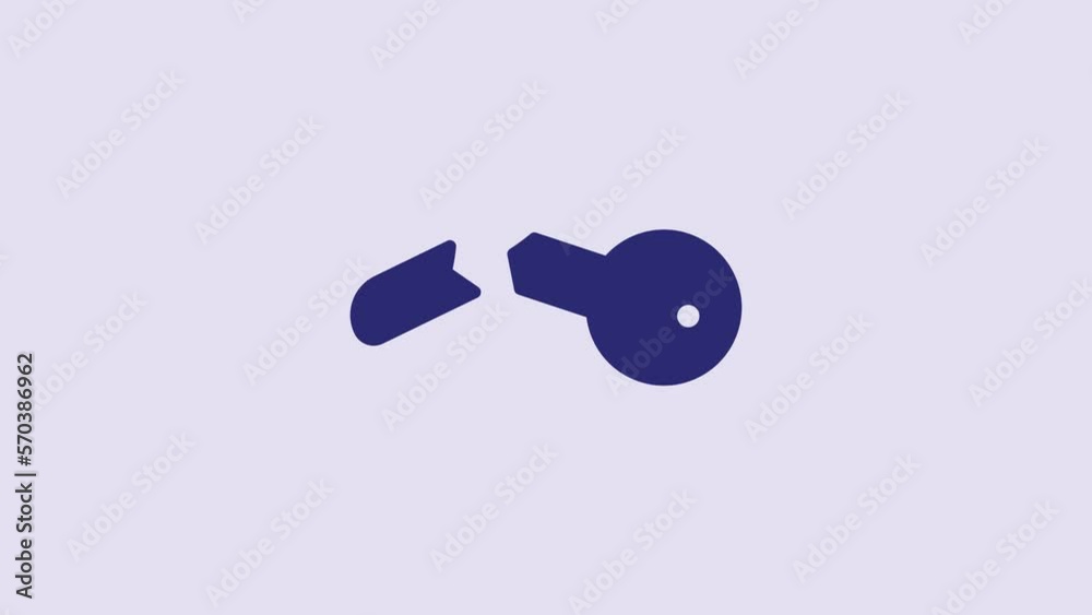 Blue Broken key icon isolated on purple background. 4K Video motion graphic animation Blue Broken key icon isolated on purple background. 4K Video motion graphic animation