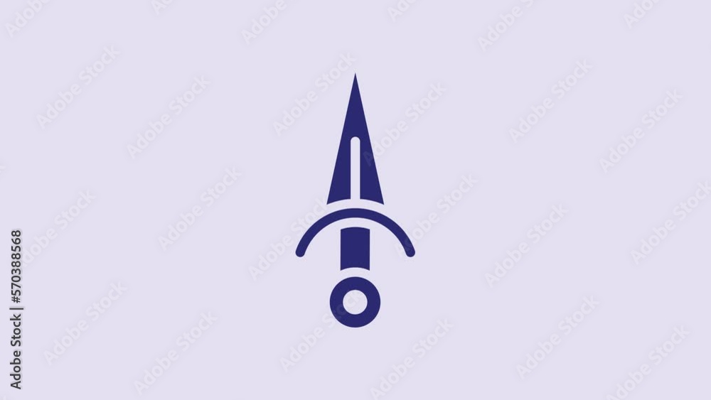 Blue Dagger icon isolated on purple background. Knife icon. Sword with sharp blade. 4K Video motion graphic animation Blue Dagger icon isolated on purple background. Knife icon. Sword with sharp blade. 4K Video motion graphic animation