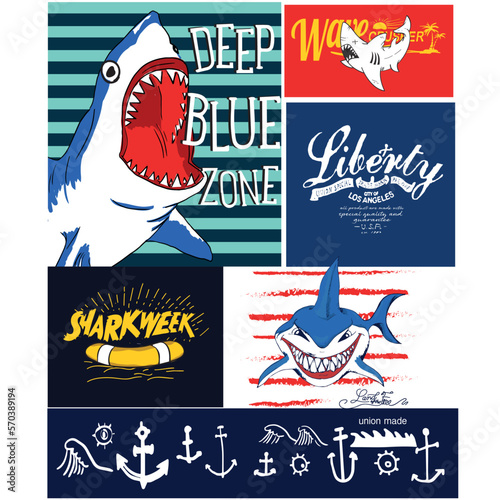 shark illustration for print
