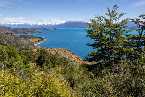 View over the beautiful Lago General Carrera in southern Chile 