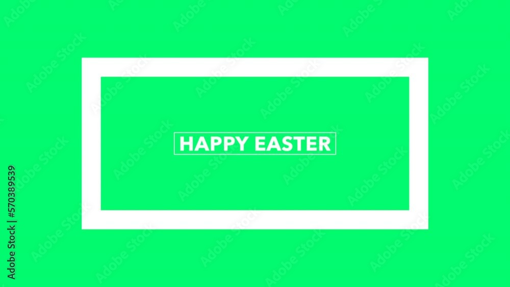 Happy Easter in white frame on fashion green gradient, motion abstract holidays, spring and promo style background
