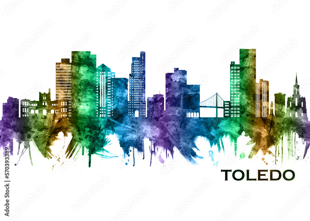 Toledo Ohio Skyline - obrazy, fototapety, plakaty 
