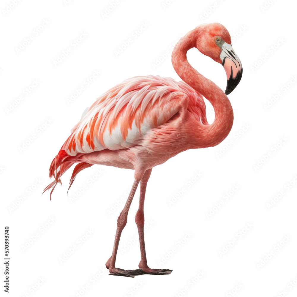 Cute Pink Flamingo. Illustration AI Generative