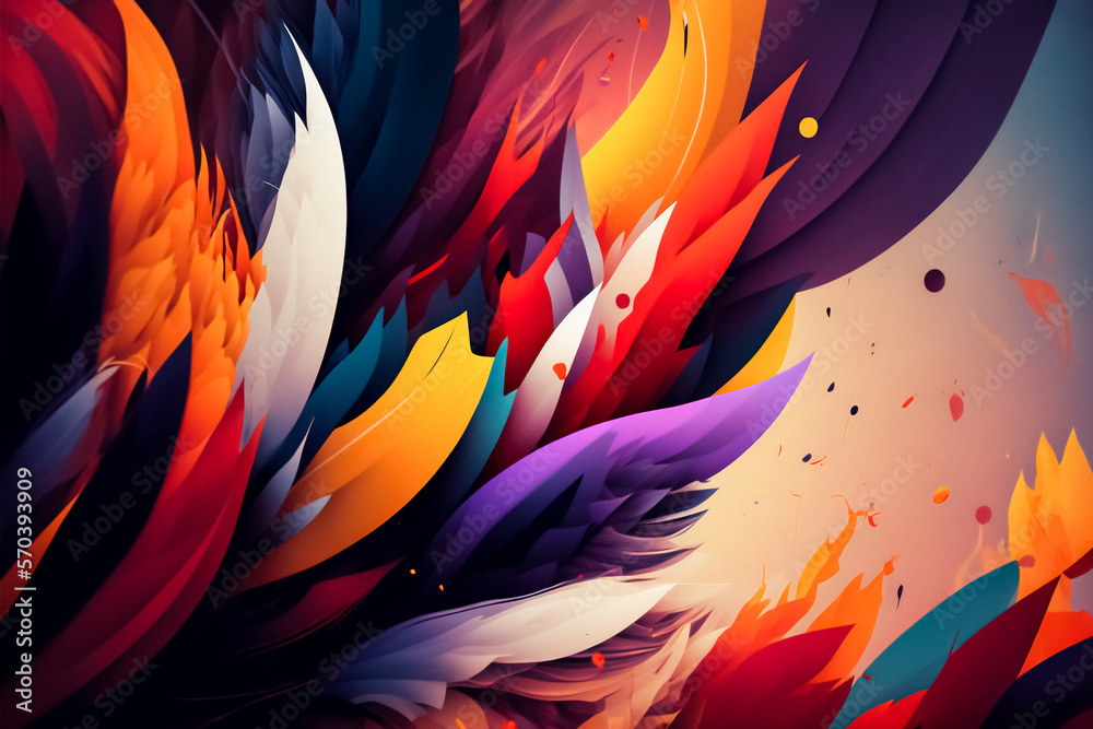 Bright abstract colored background, smooth drawn lines, waves. Generative AI Bright abstract colored background, smooth drawn lines, waves. Generative AI