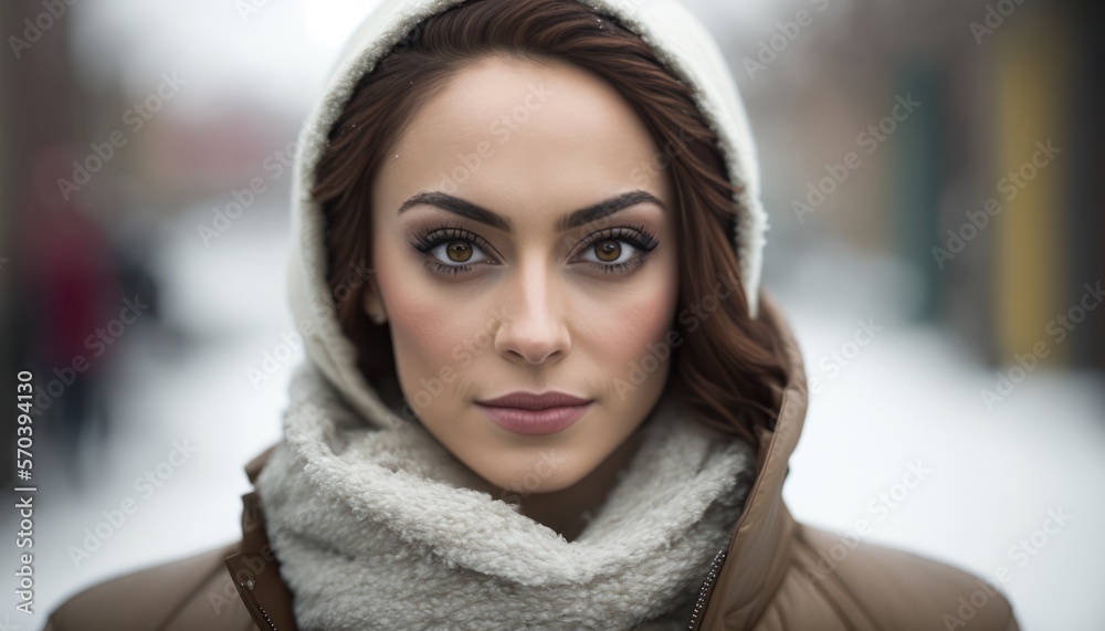 Beautiful elegant women posing looking at the camera wearing winter clothes. Generative AI Beautiful elegant women posing looking at the camera wearing winter clothes. Generative AI
