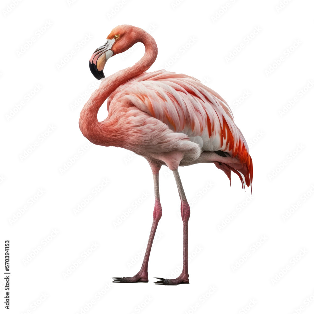 Fototapeta premium Cute Pink Flamingo. Illustration AI Generative