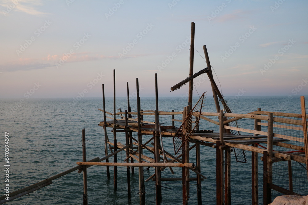 Old wooden pier in Termoli on the Adriatic Sea, Italy