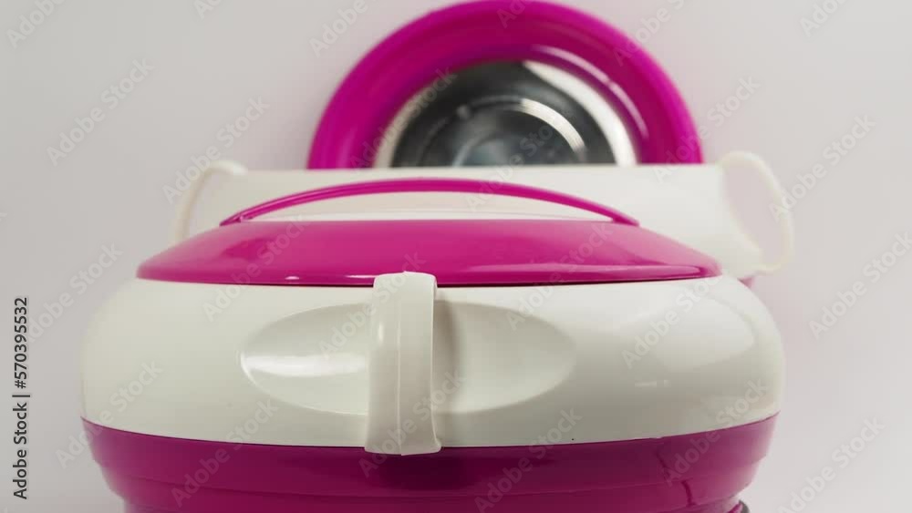 Thermos for food on a white background. Close-up Thermos for food on a white background. Close-up