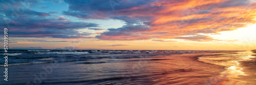 Sunset At Galveston Beach Panorama © James Eddy