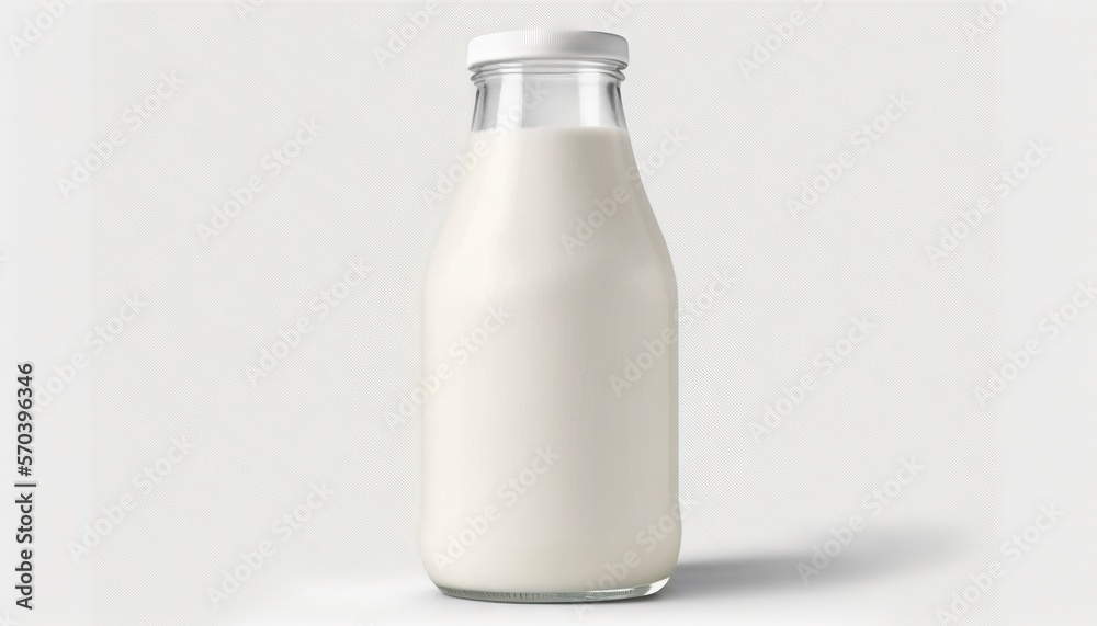 a bottle of milk is shown on a white background with a shadow of the bottle on the floor and a white background behind the bottle. generative ai a bottle of milk is shown on a white background with a shadow of the bottle on the floor and a white background behind the bottle. generative ai