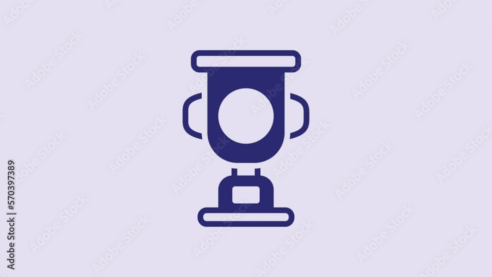 Blue Award cup icon isolated on purple background. Winner trophy symbol. Championship or competition trophy. Sports achievement sign. 4K Video motion graphic animation Blue Award cup icon isolated on purple background. Winner trophy symbol. Championship or competition trophy. Sports achievement sign. 4K Video motion graphic animation