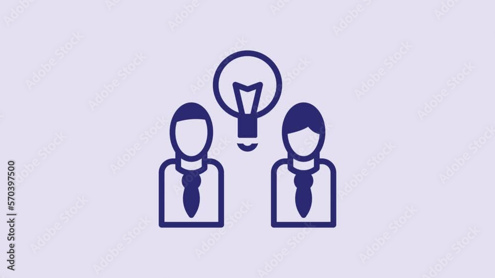 Blue People with lamp bulb icon isolated on purple background. Concept of idea. 4K Video motion graphic animation Blue People with lamp bulb icon isolated on purple background. Concept of idea. 4K Video motion graphic animation