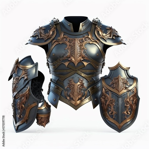 Canvas-taulu Dark armor set isolated on white background.
