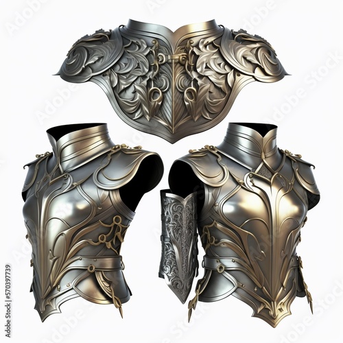 Photo Steel armor set isolated on white background.