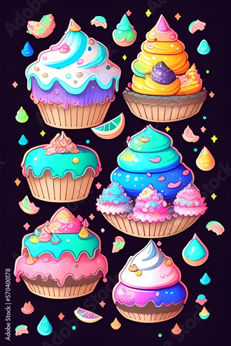 Stickers ice cream  cake  cakes  muffins  sweets
