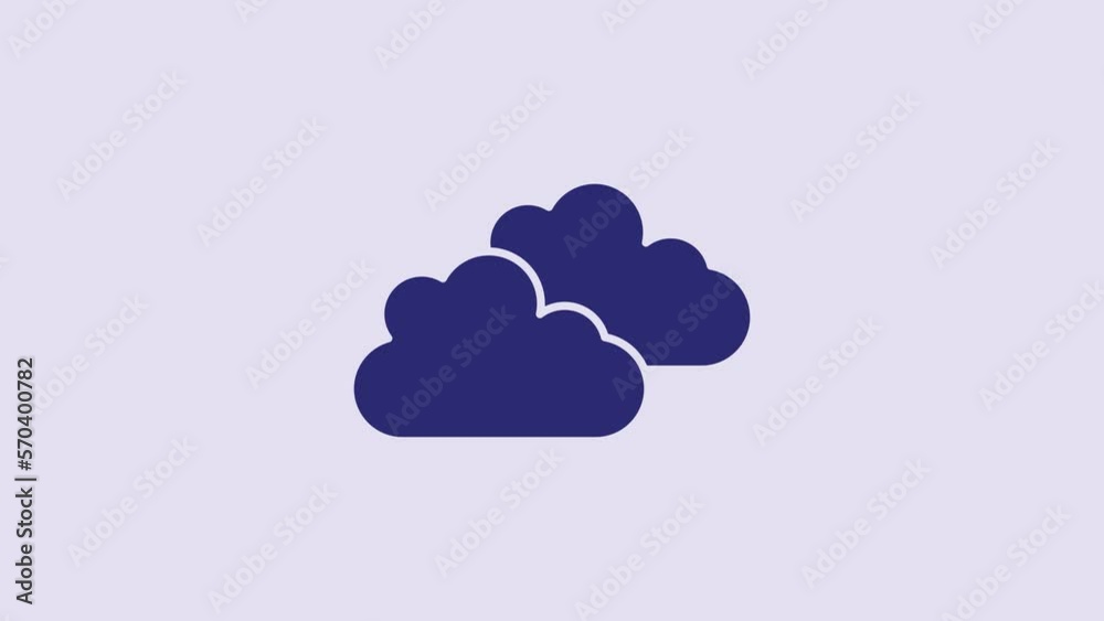 Blue Cloud icon isolated on purple background. 4K Video motion graphic animation Blue Cloud icon isolated on purple background. 4K Video motion graphic animation