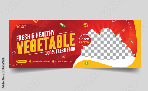 Vegetable food facebook cover design. photo