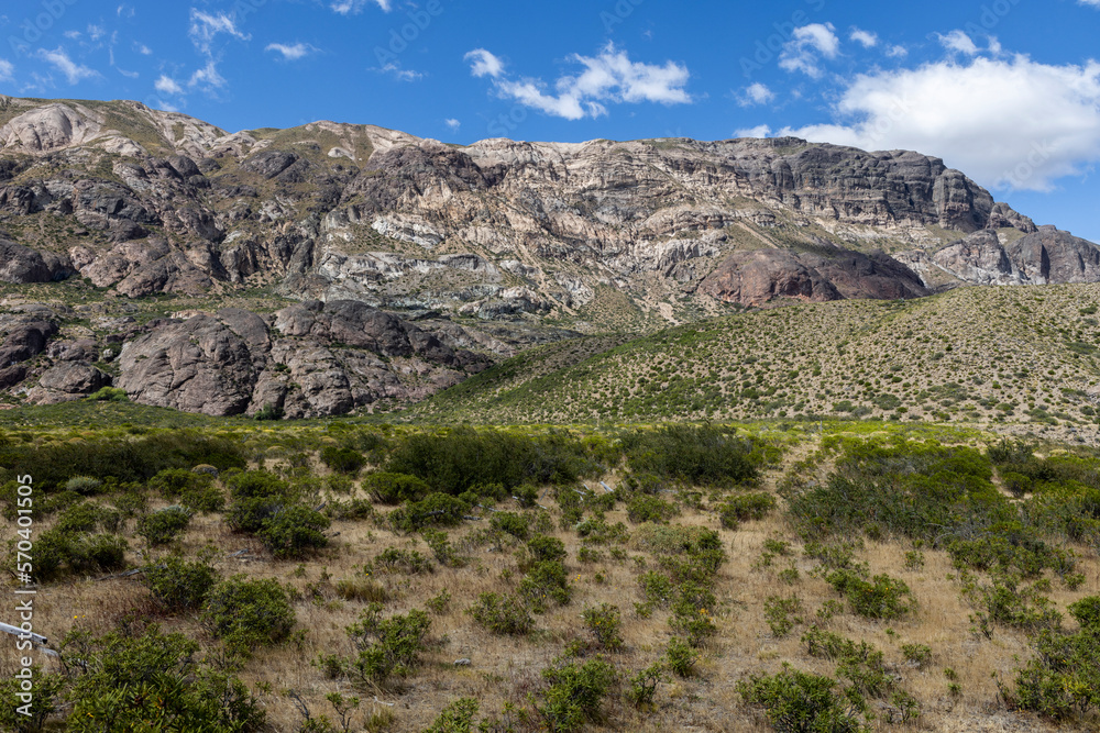Beautiful mountain landscape of Quebrada El Diablo in Chile, Traveling on the Carretera Austral
