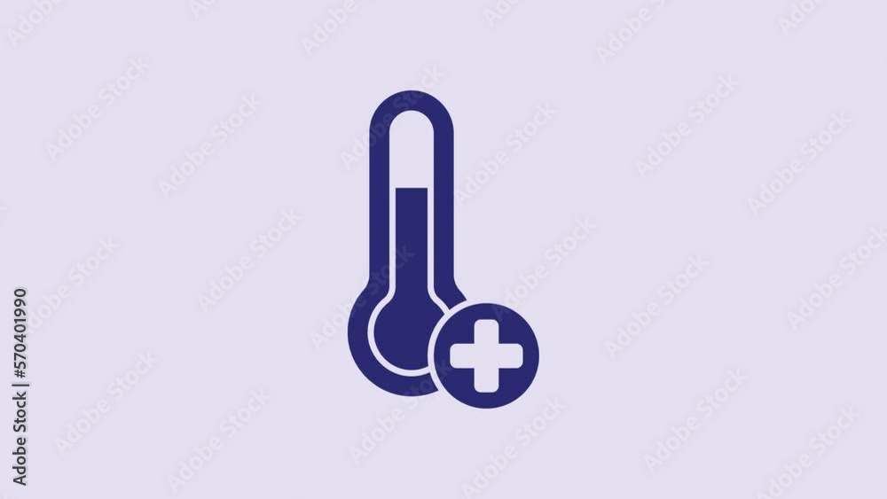 Blue Meteorology thermometer measuring icon isolated on purple background. Thermometer equipment showing hot or cold weather. 4K Video motion graphic animation Blue Meteorology thermometer measuring icon isolated on purple background. Thermometer equipment showing hot or cold weather. 4K Video motion graphic animation
