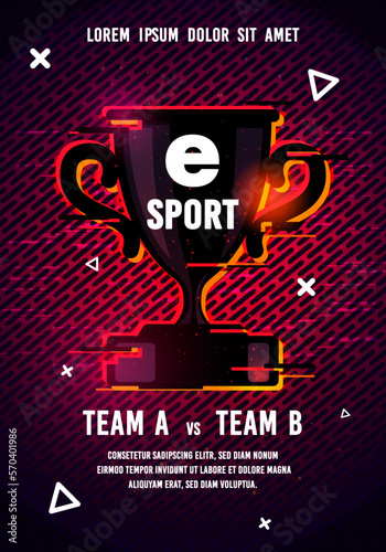 Dark E Sport Poster With Trophy For Gamer