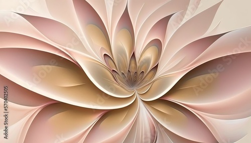  a computer generated image of a pink flower with a white center and brown petals on the center of the flower, with a light brown center. generative ai