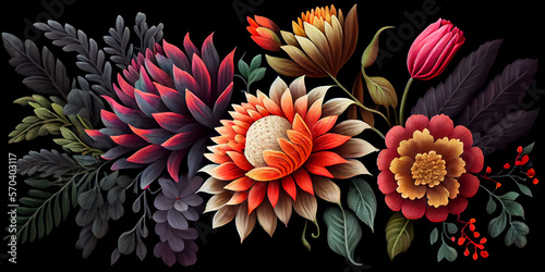 Colorful Mexican floral pat...