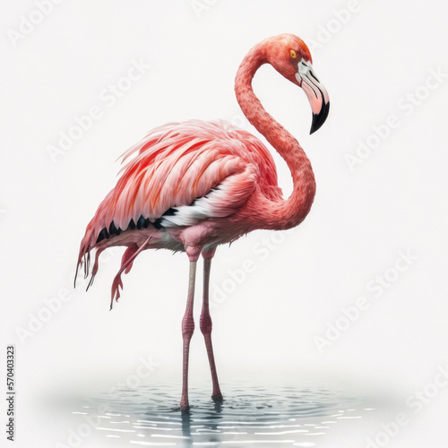 Cute Pink Flamingo. Illustration AI Generative © olegganko