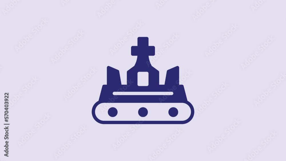 Blue British crown icon isolated on purple background. 4K Video motion graphic animation Blue British crown icon isolated on purple background. 4K Video motion graphic animation