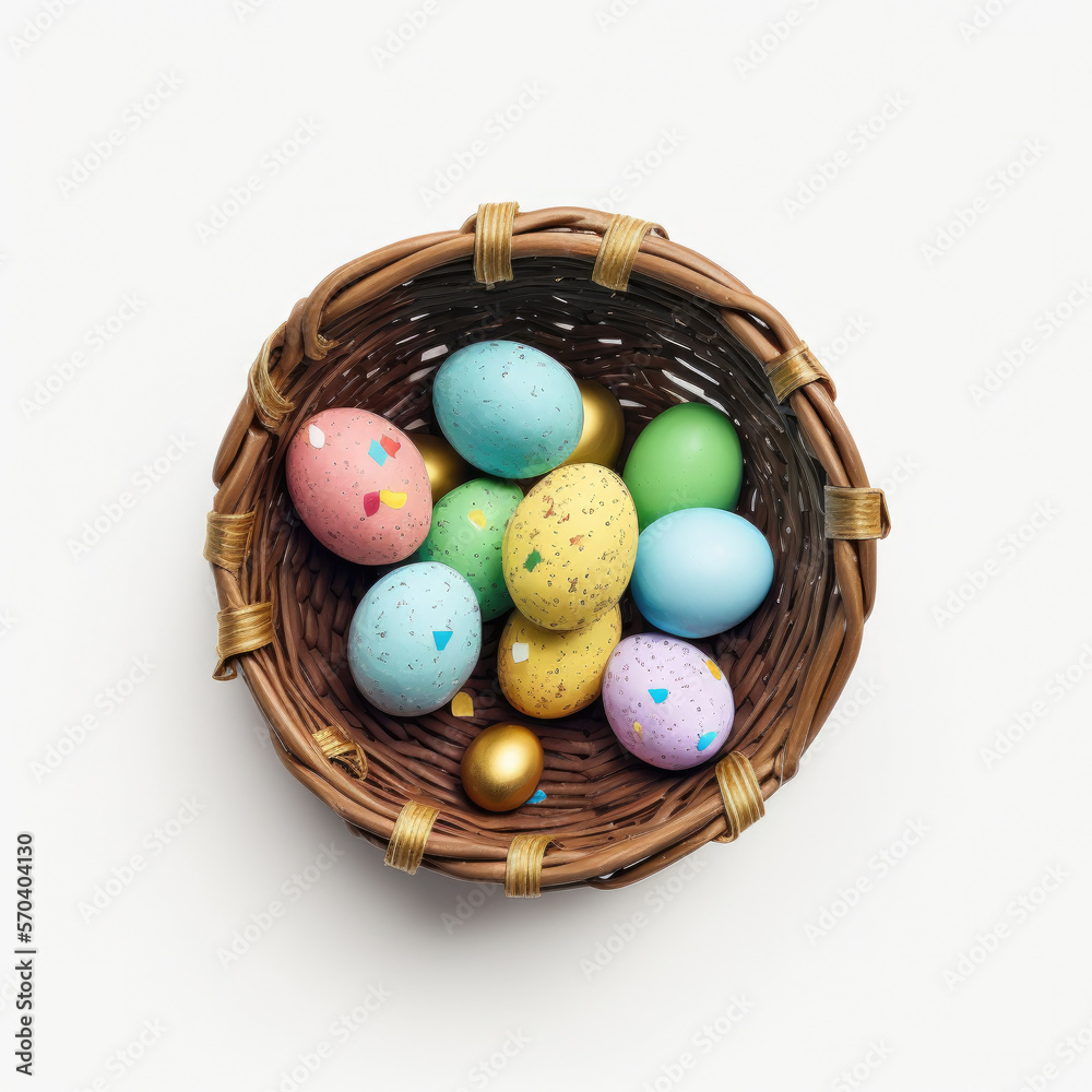 Cute Easter Eggs Isolated. Illustration Generative AI Cute Easter Eggs Isolated. Illustration Generative AI