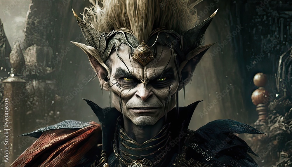 Goblin king expands empire through conquests. Illustration fantasy by generative IA Goblin king expands empire through conquests. Illustration fantasy by generative IA