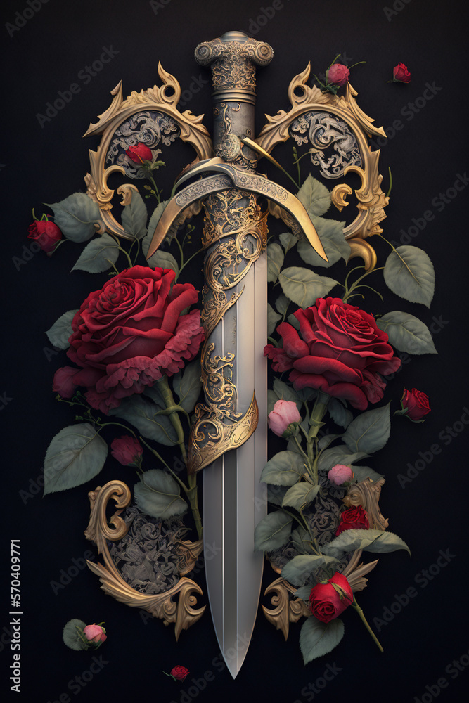 Sword and Red Roses - Swords and Flowers Series - Sword and Flowers
