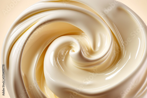Abstract background with beige creamy product. AI generated image.