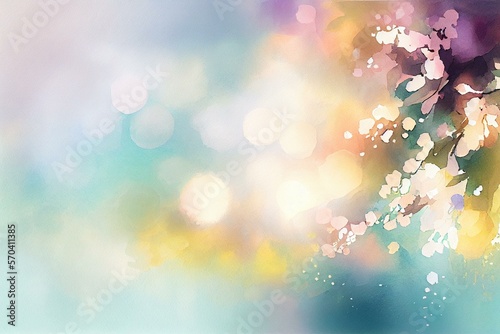 Spring background blur holiday wallpaper in watercolor style vector. AI Generated