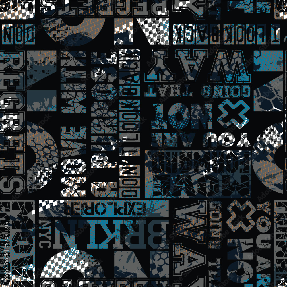Seamless abstract sport pattern . Grunge background for textile, sport wear, graphic tees and more. 