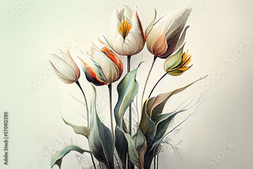 bouquet of tulips, watercolor, AI Generated