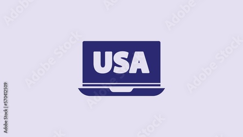 Wallpaper Mural Blue USA United states of america on laptop icon isolated on purple background. 4K Video motion graphic animation Torontodigital.ca