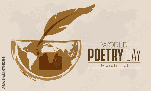 Annual celebration concept of World Poetry Day. Holiday concept of March 21