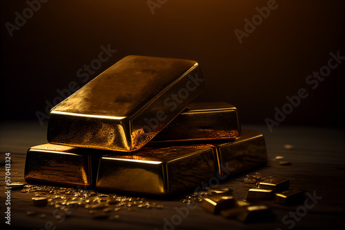 Gold bar on a dark background. Gold bars, financial concept. Gold bullion bar 1 kg. Gold and foreign exchange reserves