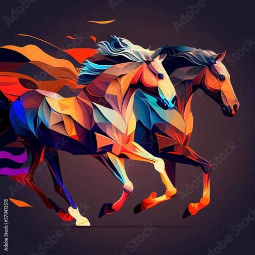 Running Horses - Graffiti Wall Art - Vector Art Design - AI Generated