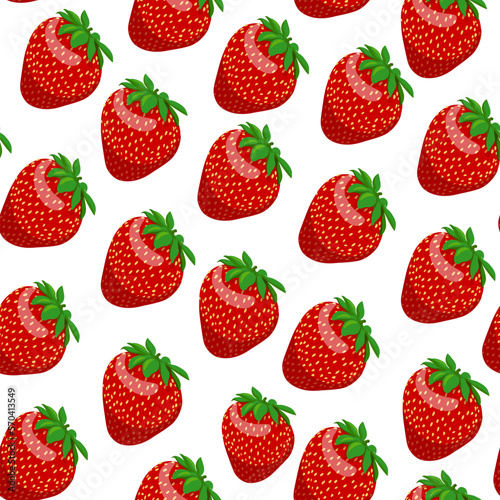 seamless pattern of bright juicy strawberry. strawberry berry on isolated background in semi-realism style. vector image. 