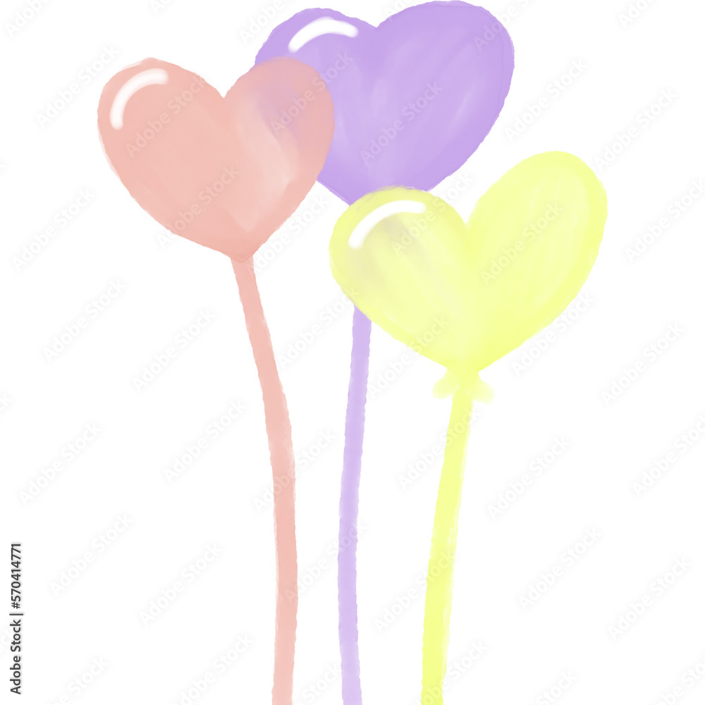 Colorful pastel Love Balloon Watercolor icon Valentine party icon shape ellement