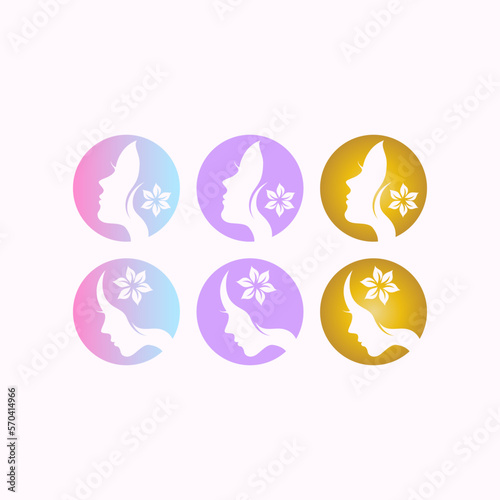 woman face and flower vector illustration for icon,symbol or logo. woman template logo 