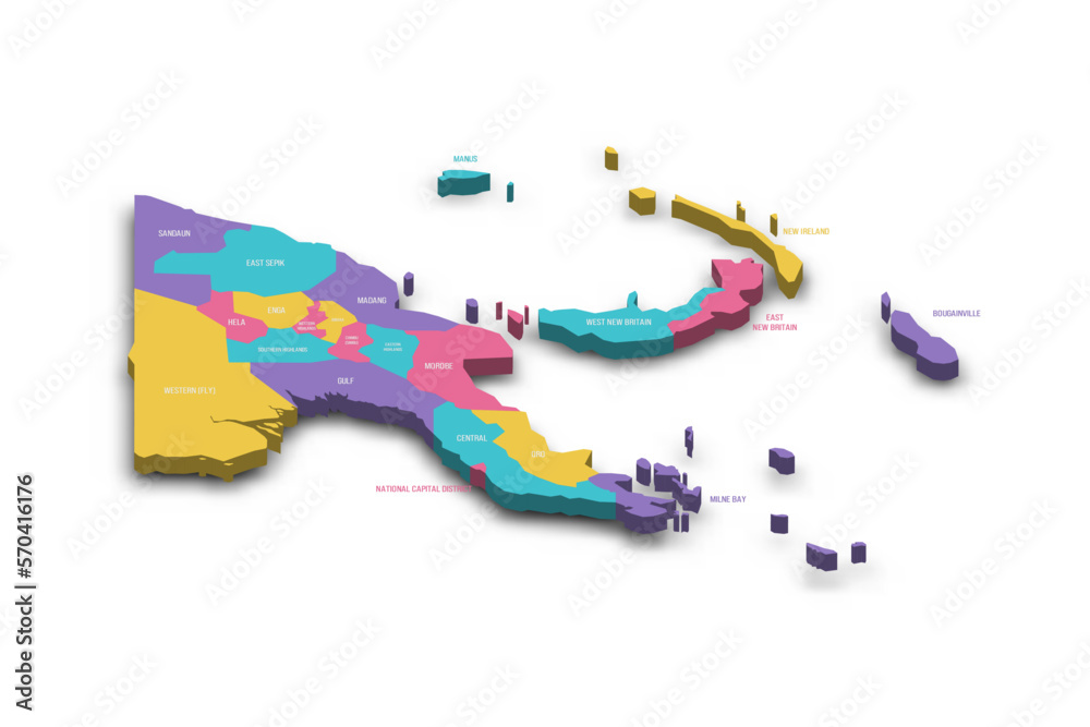 Papua New Guinea political map of administrative divisions - provinces ...