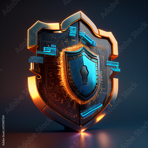 Cybersecurity and data protection concepts. 3D modeling