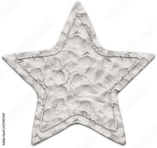 Star shape with plasticine texture. Isolated hand drawn illustration
