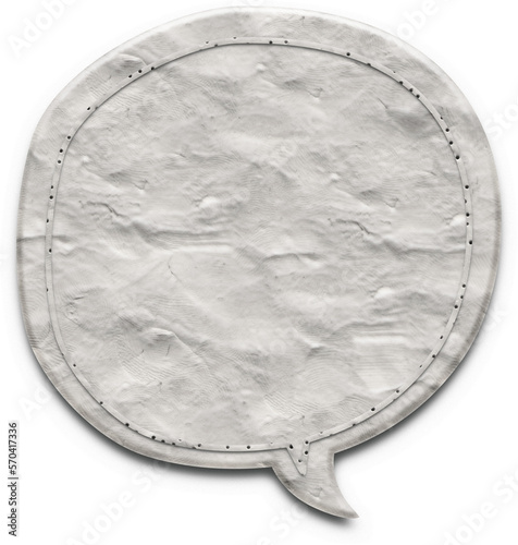 White plasticine clay speech bubble. Isolated hand drawn illustration