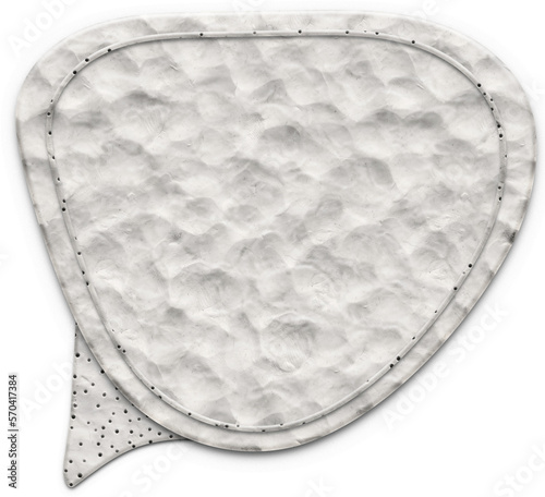 White plasticine clay speech bubble. Isolated hand drawn illustration